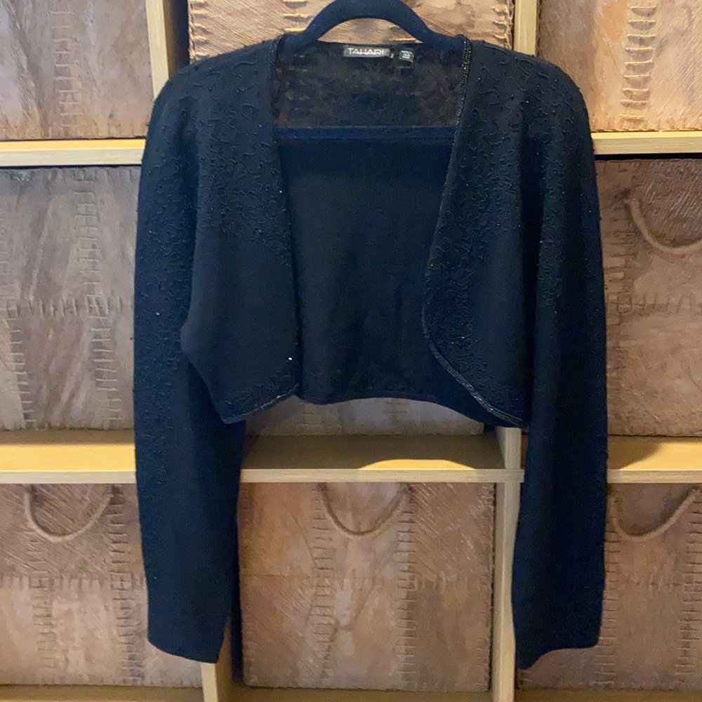 VINTAGE 100% MERINO WOOL BEADED BOLERO SHRUG